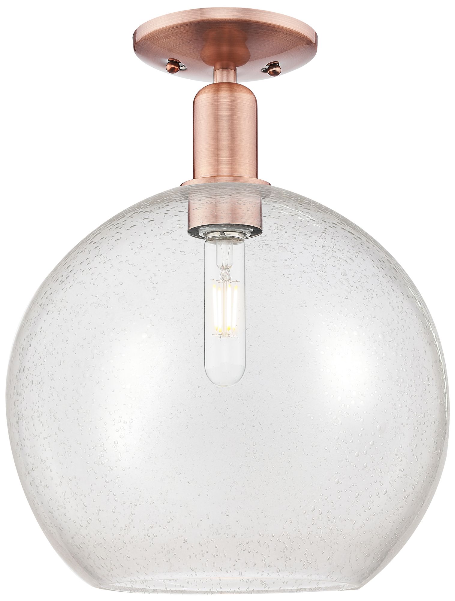 Innovations Lighting Arcadia Athens 12"w Antique Copper Semi.flush Mount With Seedy Shade