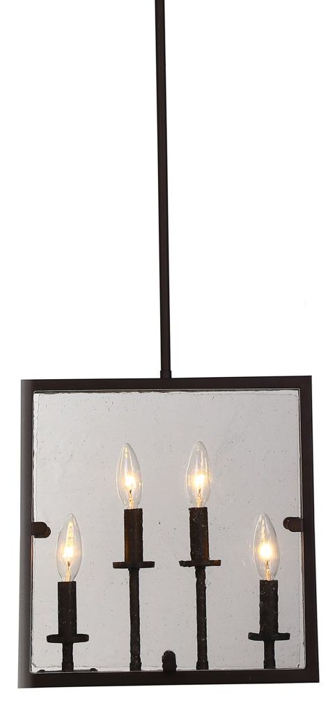 Artcraft Harbor Point 4-light Oil Rubbed Bronze Metal And Striped Glass Pendant
