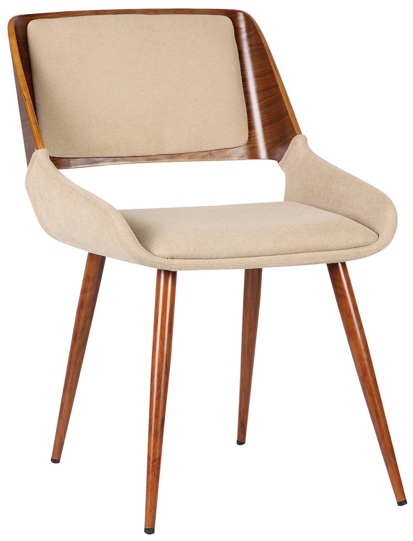 Panda Dining Chair in Brown Fabric and Walnut Finish
