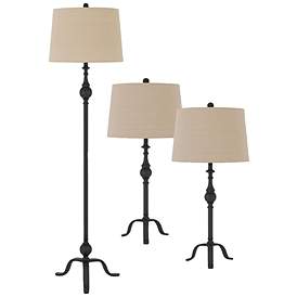 Traditional Tripod Table Lamps, Tripod Table And Floor Lamp Set
