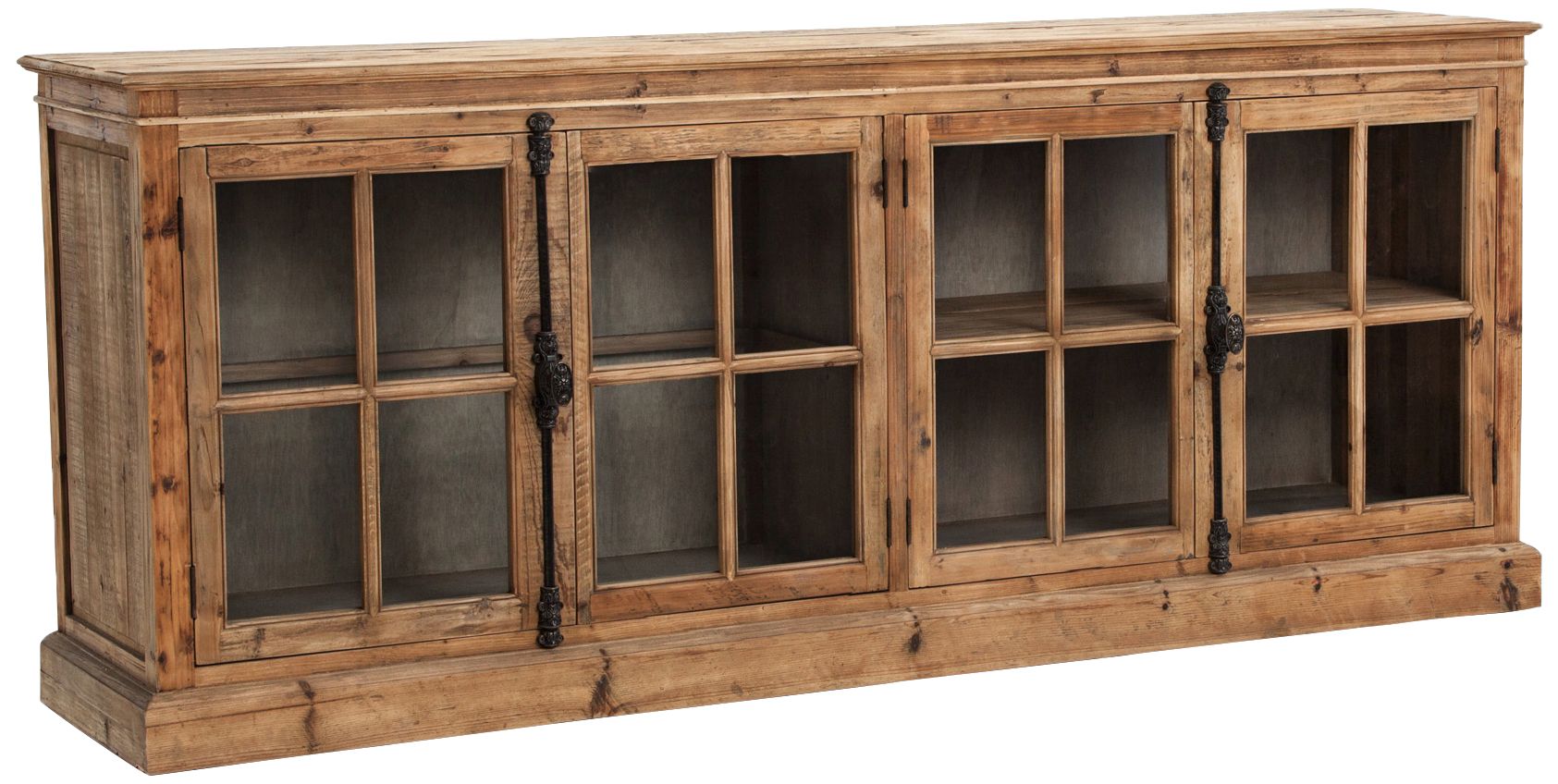 Monaco 86 1/2" Wide 4-Door Bleached Pine Wood Sideboard