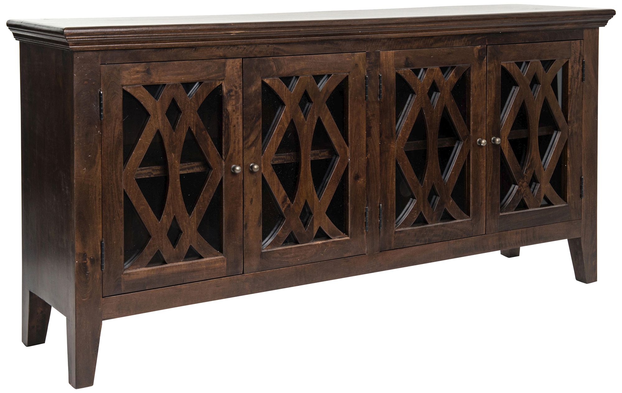 Azalea 80" Wide 4-Door Antique Brown Wood Sideboard