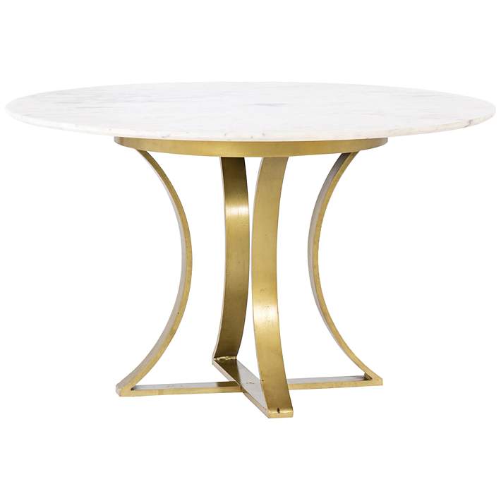 Gage 48 Wide Polished White Marble And, 48 Round White Pedestal Dining Table