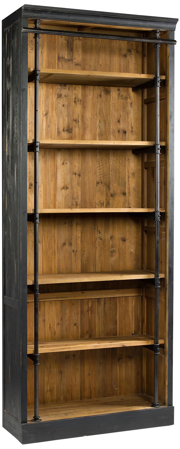 Ivy 39 1/4" Matte Black 6-Shelf Wood Bookcase