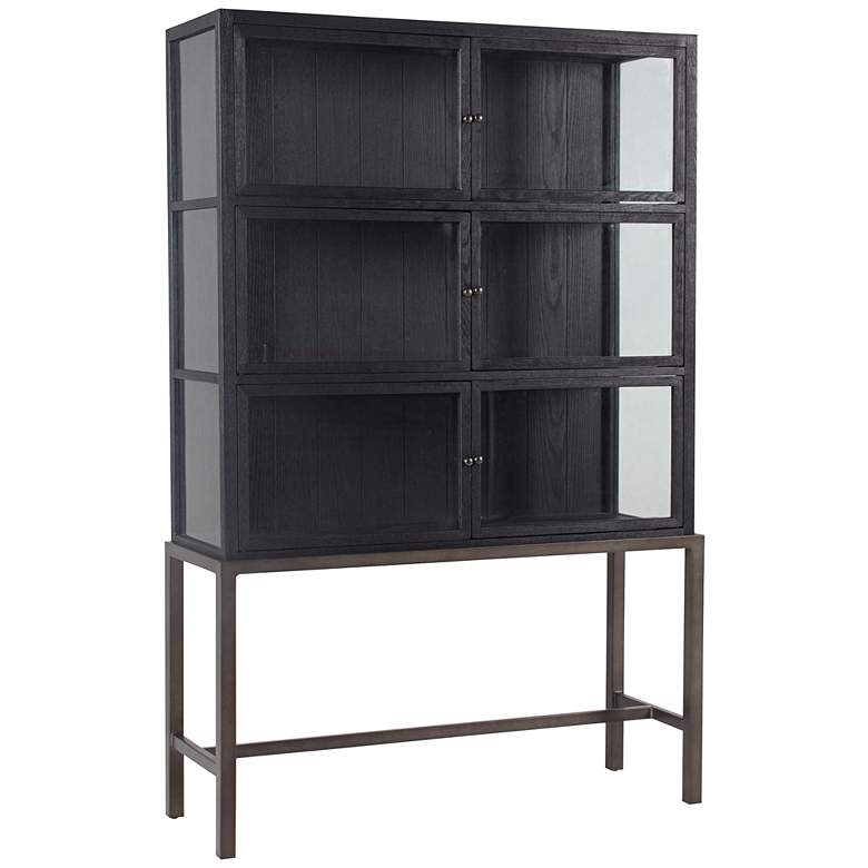 Spencer 45 3/4&quot; Wide Drifted Black 6-Door Curio Cabinet