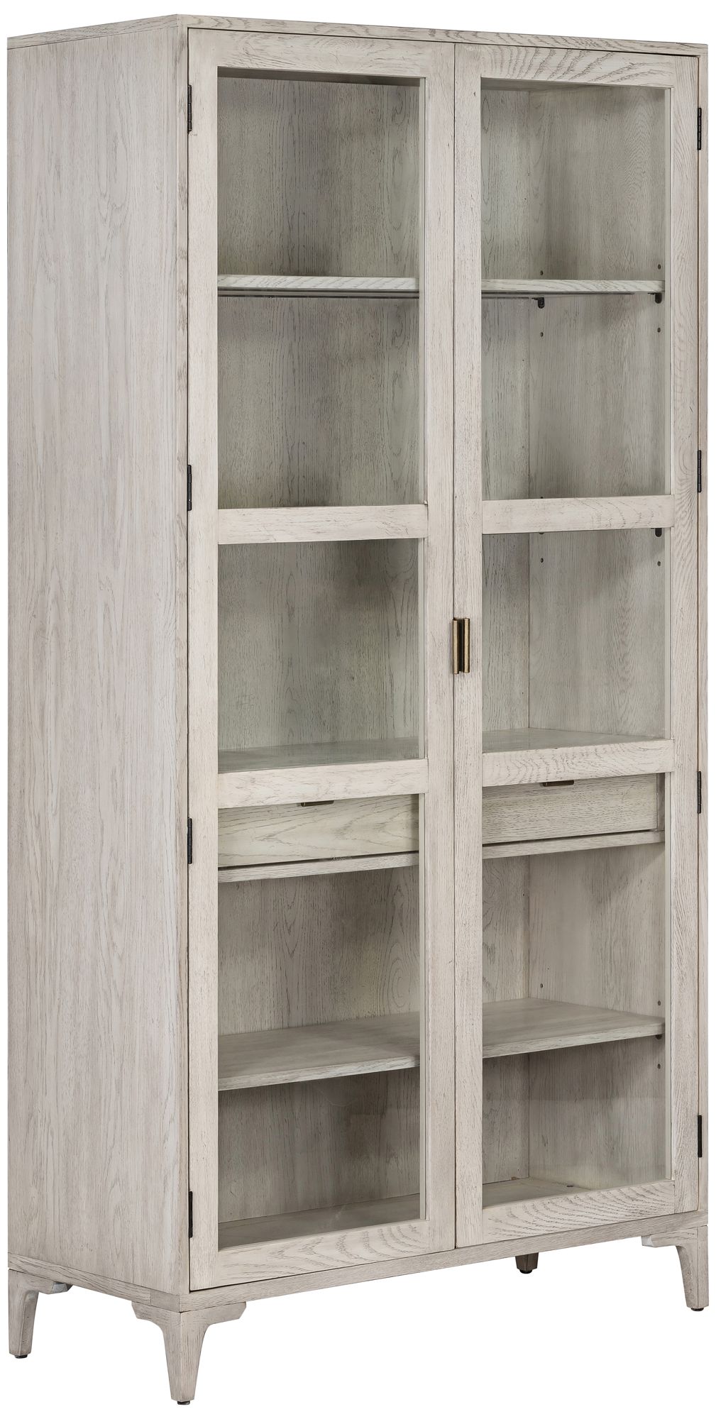 Viggo 40" Wide Vintage White Oak 2-Door Wood Curio Cabinet ...