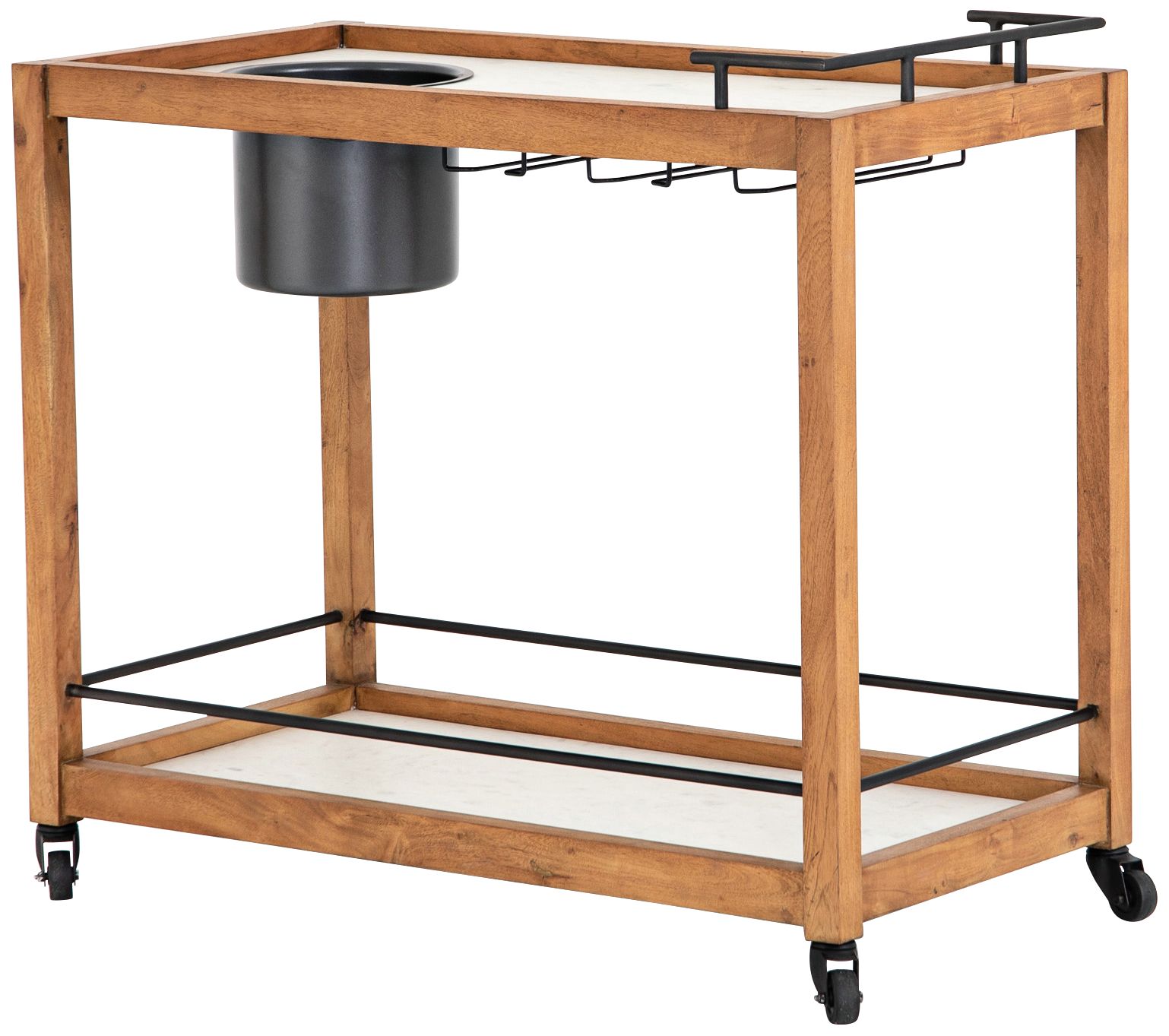 Oakley 38" Wide Light Acacia Wood Bar Cart