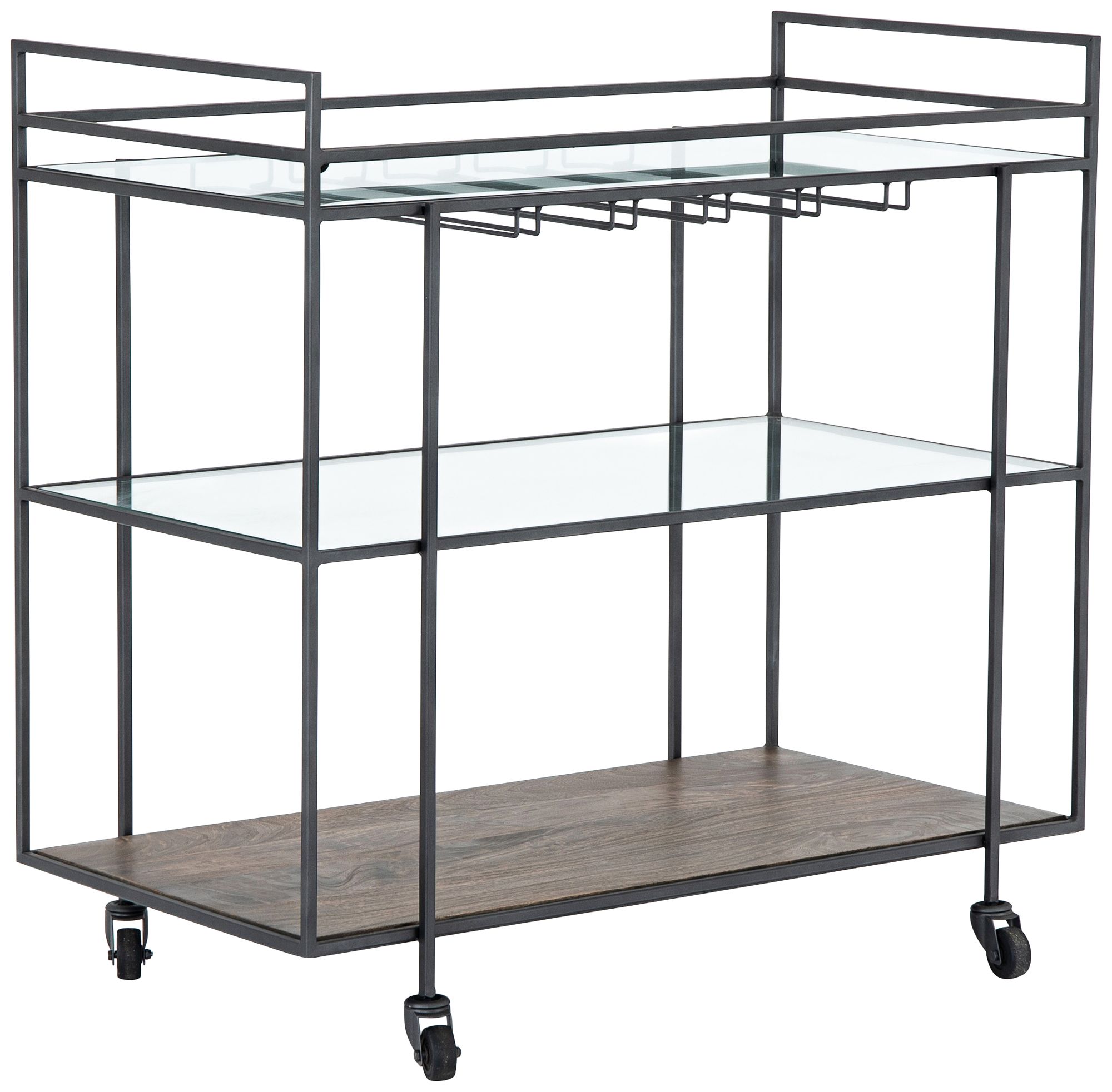 Byron 38" Wide Gunmetal 2-Shelf Bar Cart