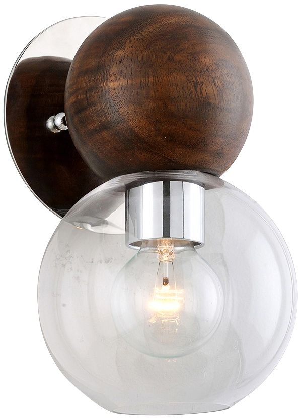 Arlo 11 1/4"H Stainless Steel and Natural Acacia Wall Sconce