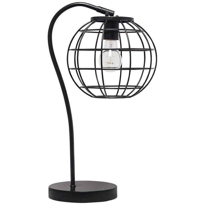 Image 2 Lalia Home Black Arched Metal Desk Lamp with Cage Shade