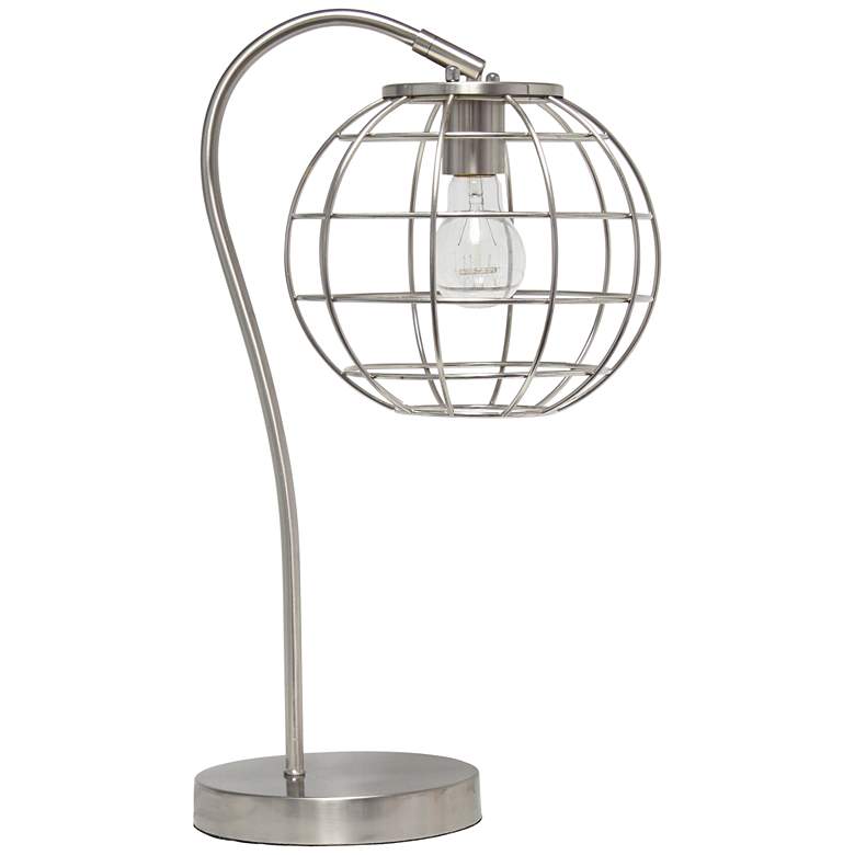 Image 2 Lalia Home Brushed Nickel Arched Metal Cage Desk Lamp