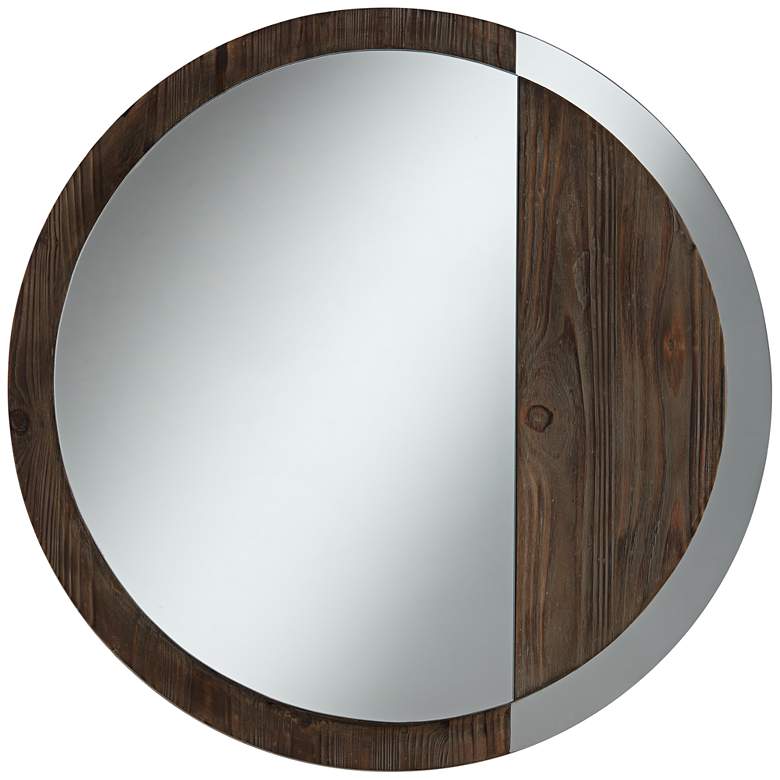 Julimar Brown Wood 34&quot; Round Wall Mirror