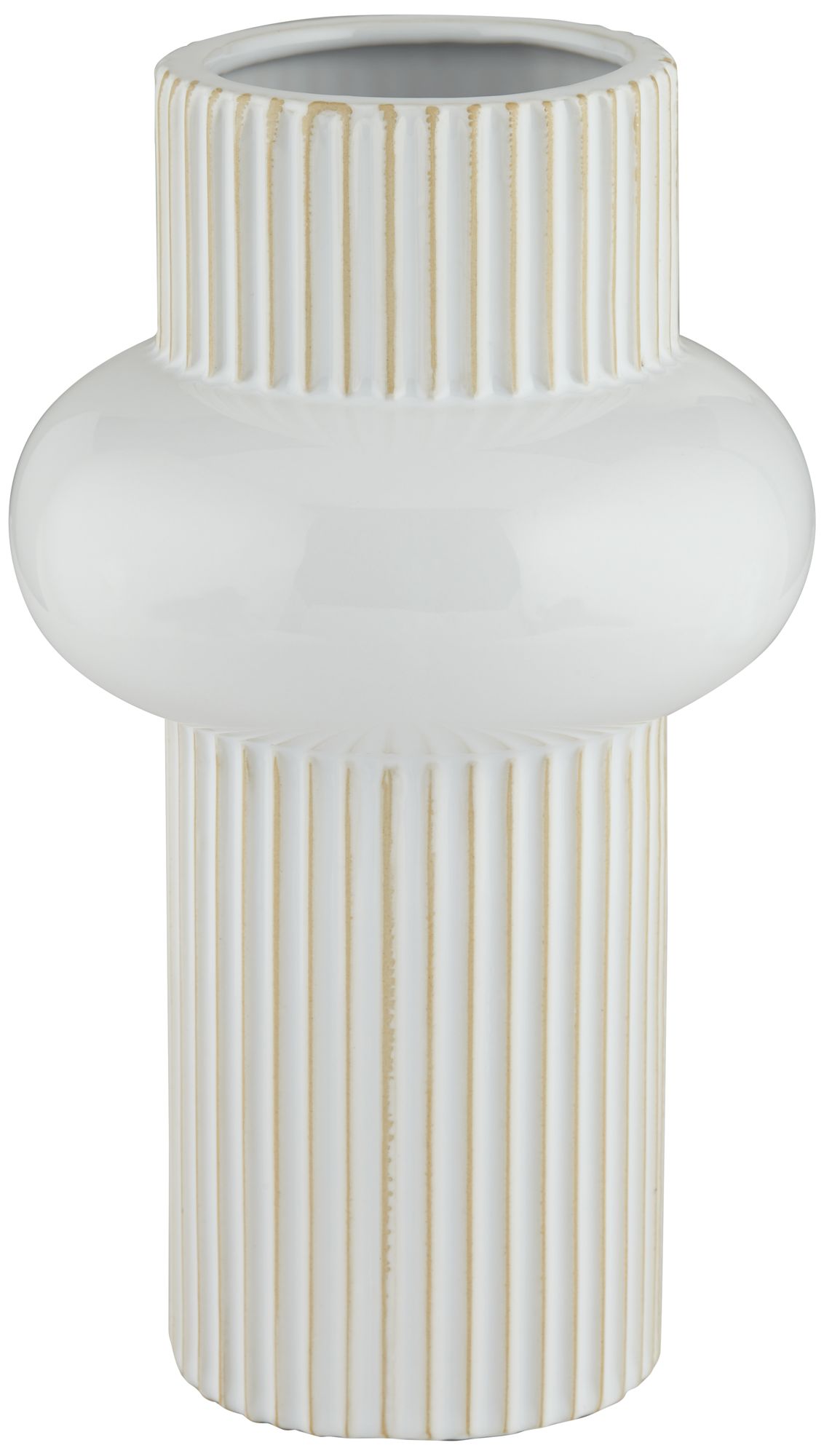 White Rounded Center 11" High Modern Porcelian Vase