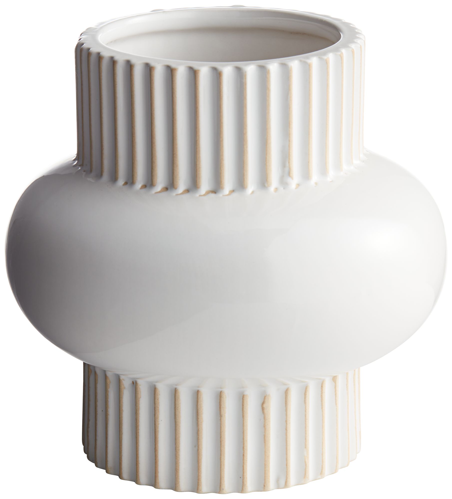 Rounded Center 6 1/2" High White Porcelain Decorative Vase