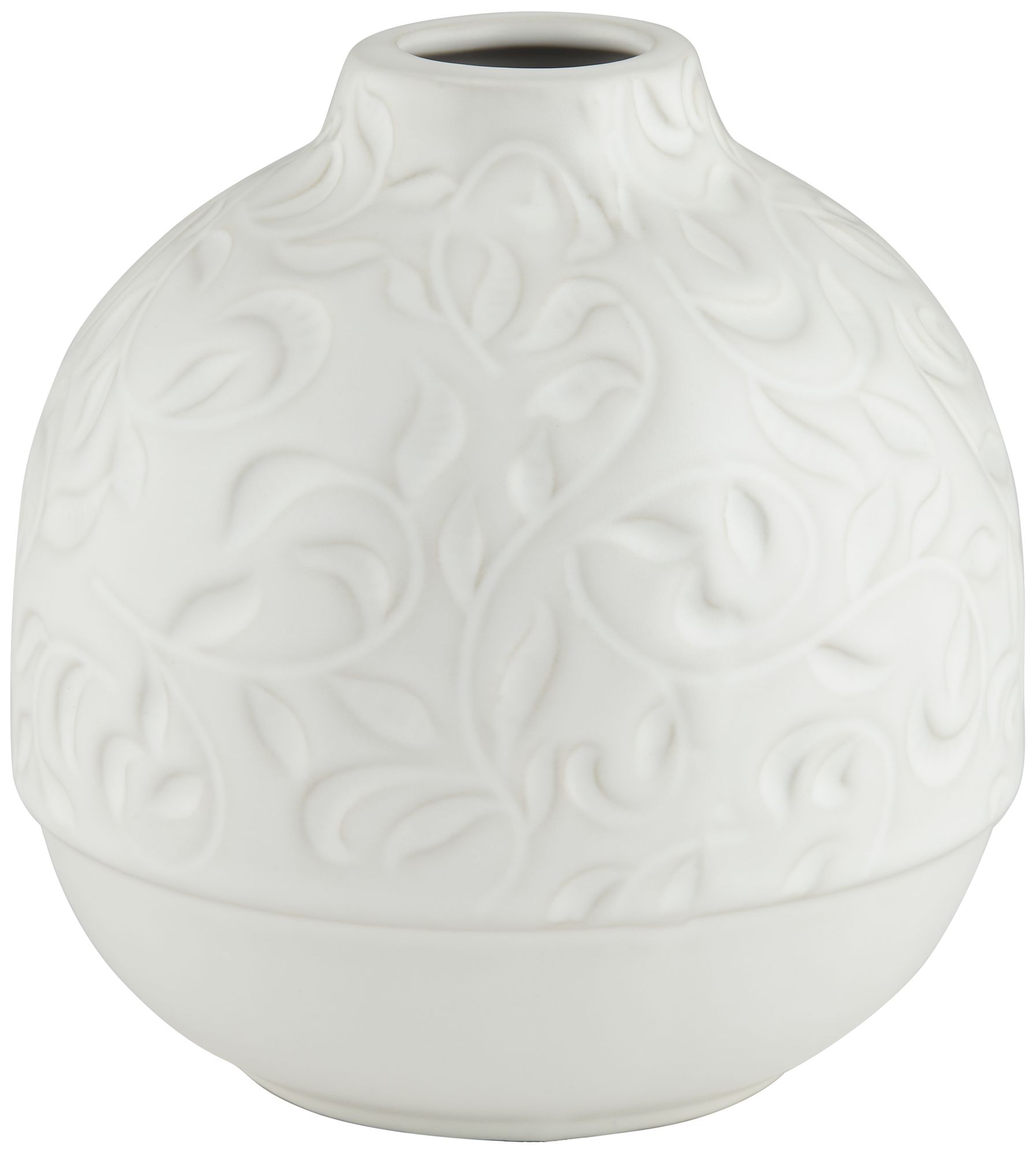 White Floral Pattern 5 3/4" High Decorative Vase