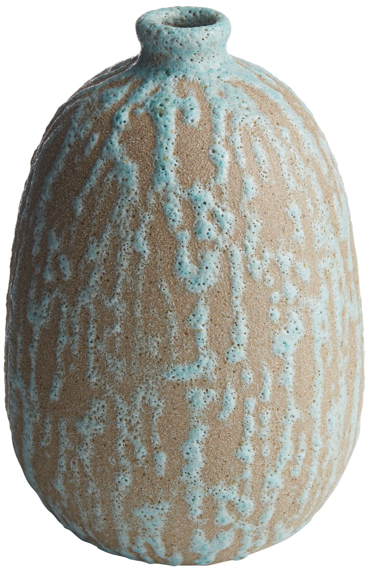 Blue Drip Texture 6 3/4" High Porcelain Decorative Vase