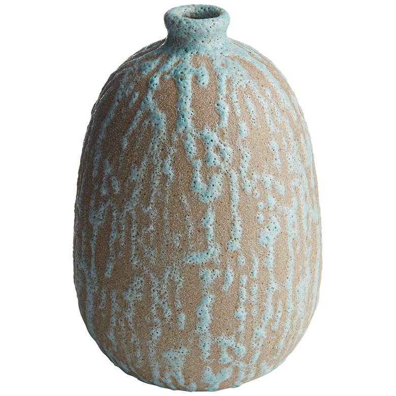 Blue Drip Texture 6 3/4&quot; High Porcelain Decorative Vase