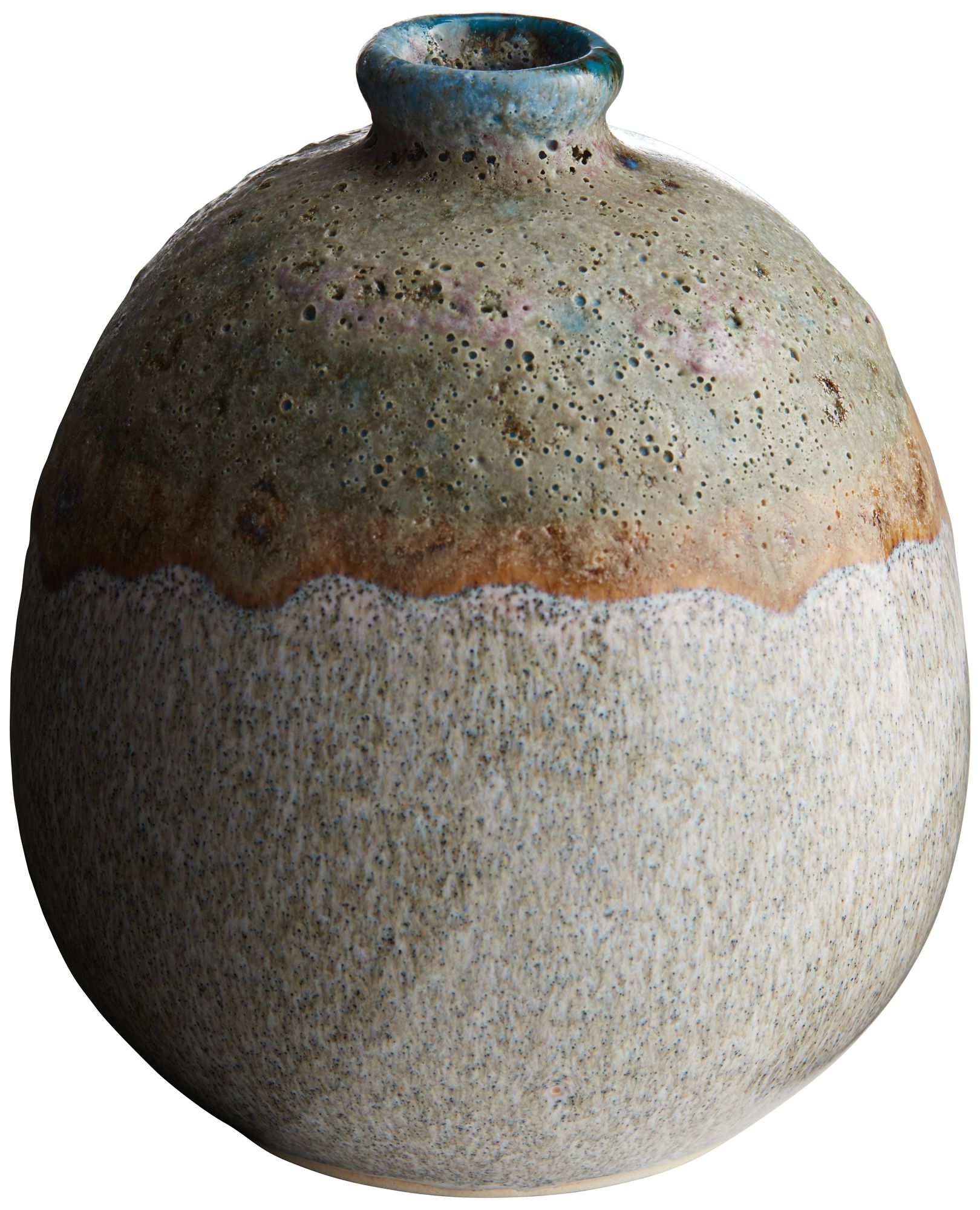 Blue and Green Glaze 4 1/4"H Pearl Porcelain Decorative Vase