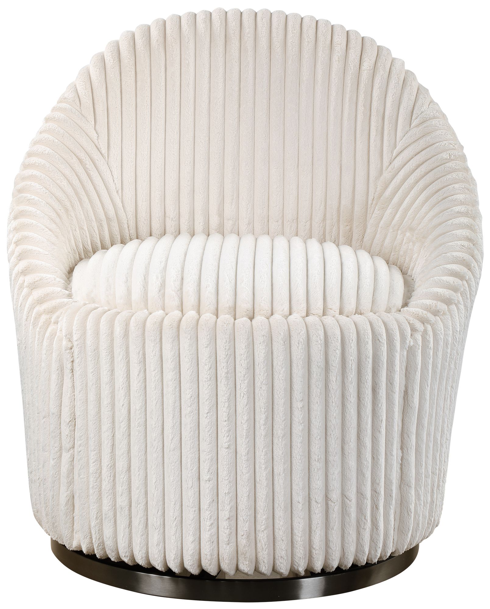 Uttermost Crue Fluted Ivory Chenille Swivel Chair 89G47 Lamps Plus