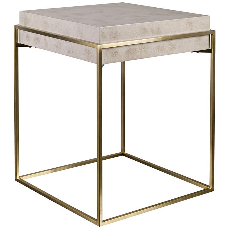 Uttermost Inda 19&quot; Wide Brass and Ivory Square Accent Table