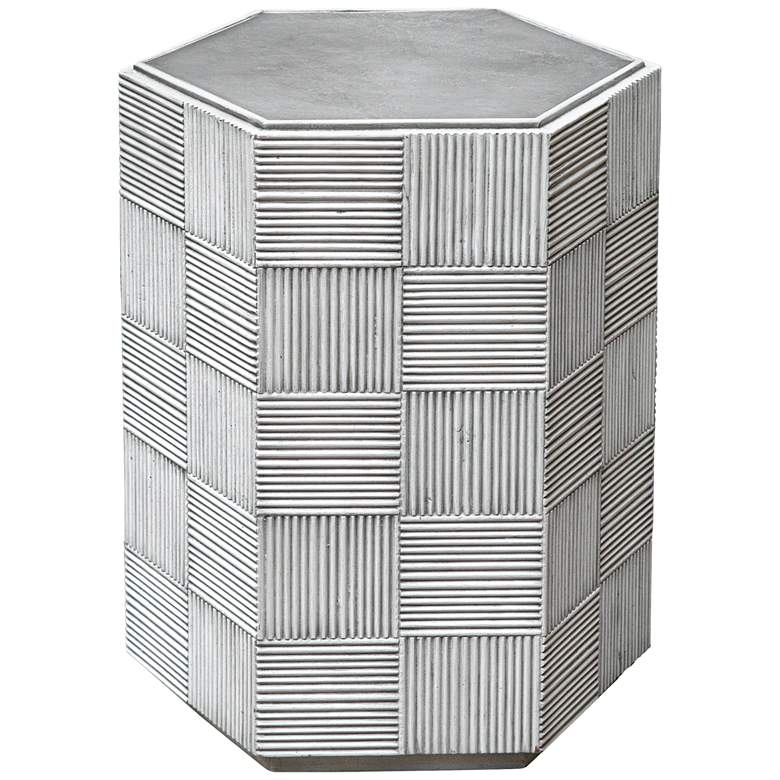 Uttermost Silo 18&quot; Wide Gray and White Hexagon Accent Table