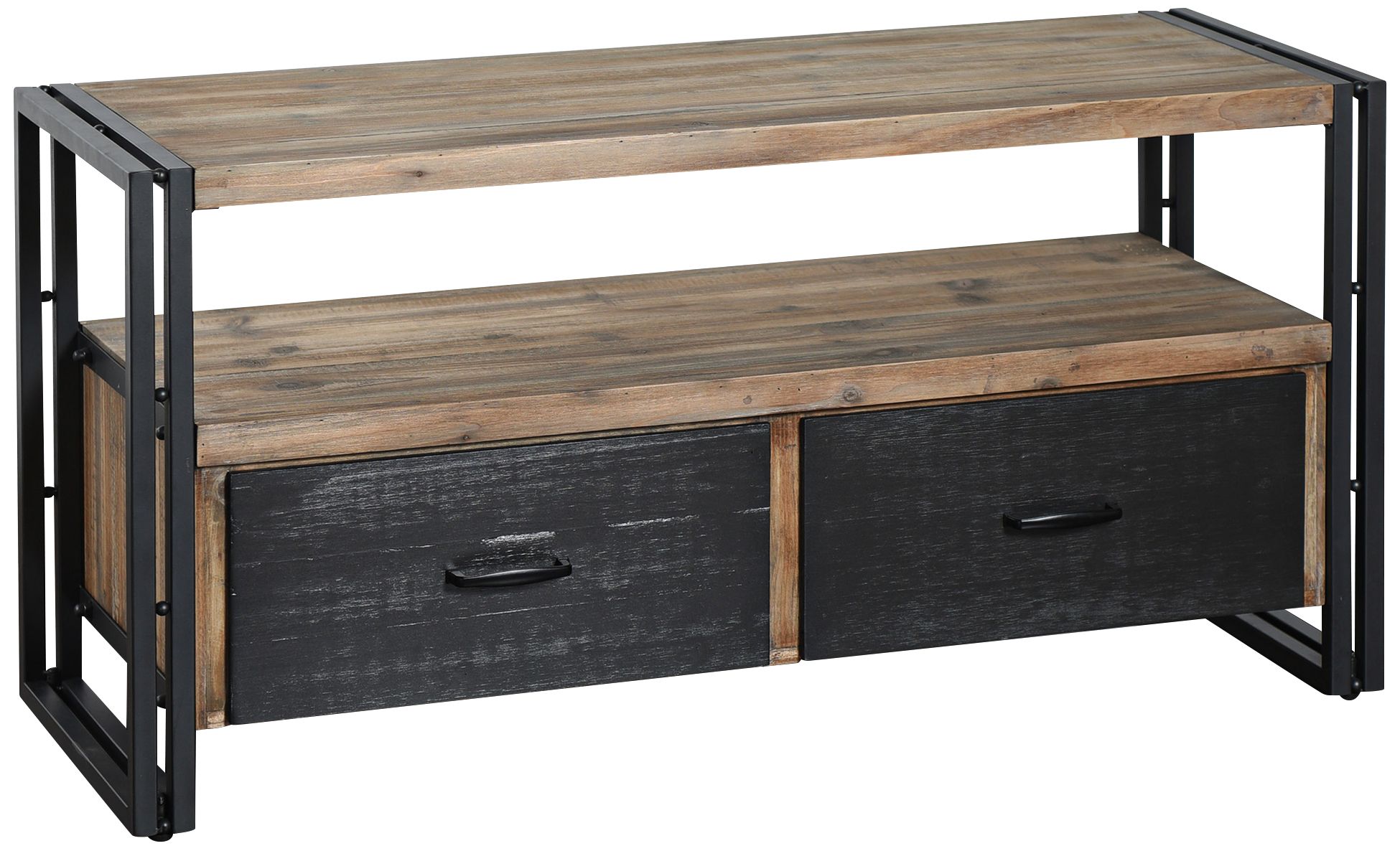 Calvin 44" Wide Gray and Natural 2-Drawer Media Cabinet