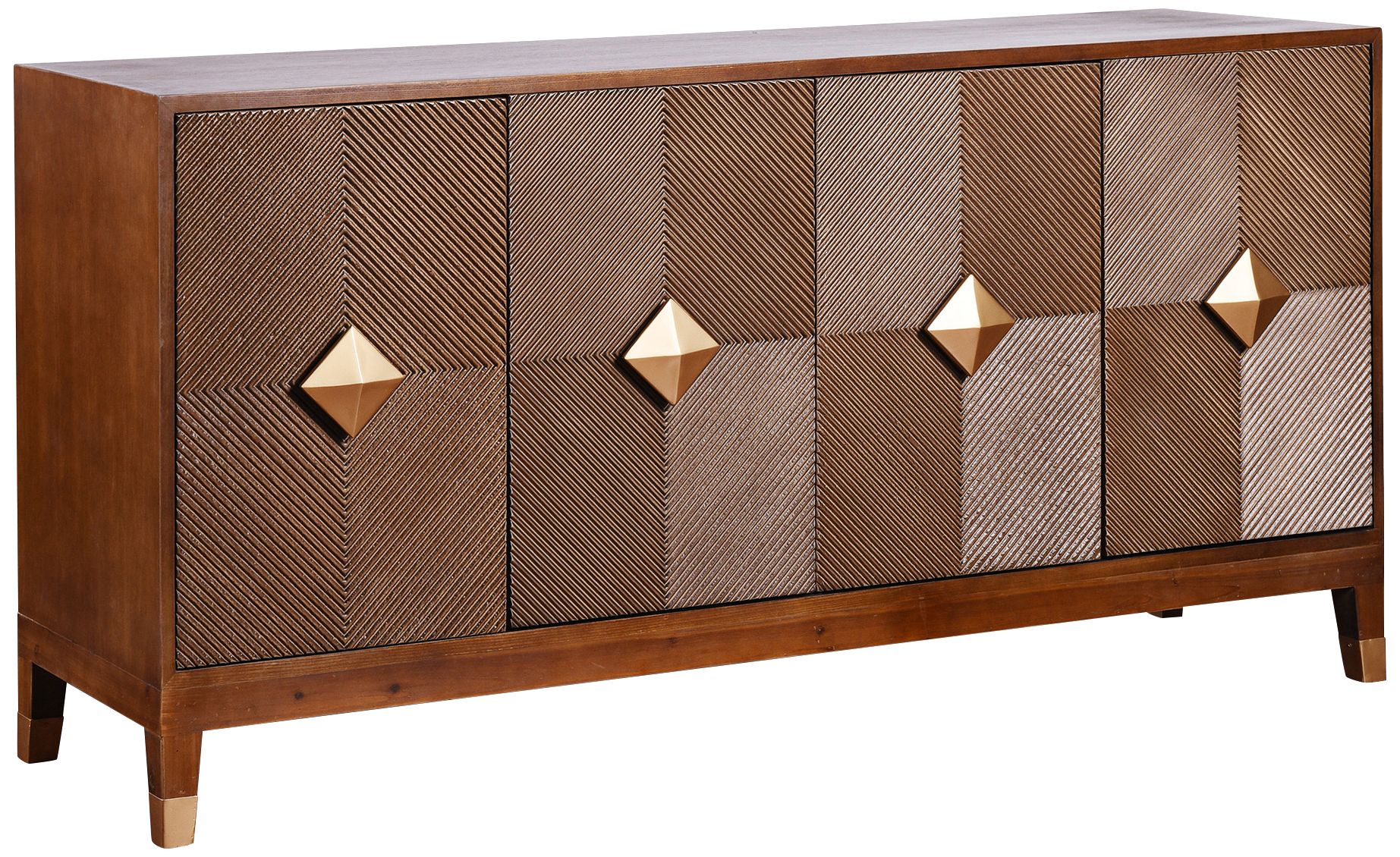 Maxwell 72" Wide Tobacco Brown 4-Door Credenza Cabinet