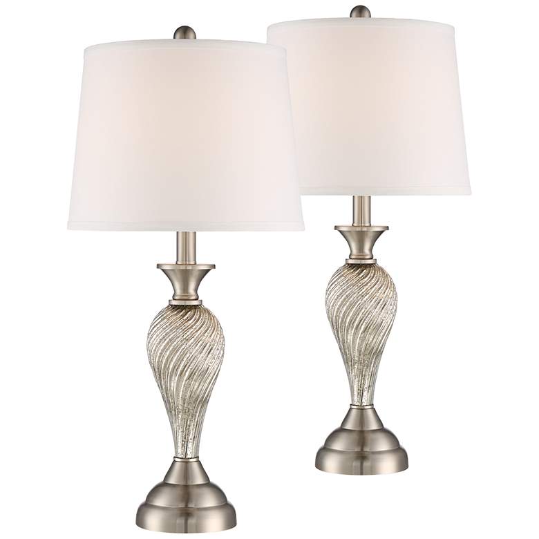 Image 2 Arden Brushed Nickel Column Lamp Set of 2 with WiFi Smart Sockets