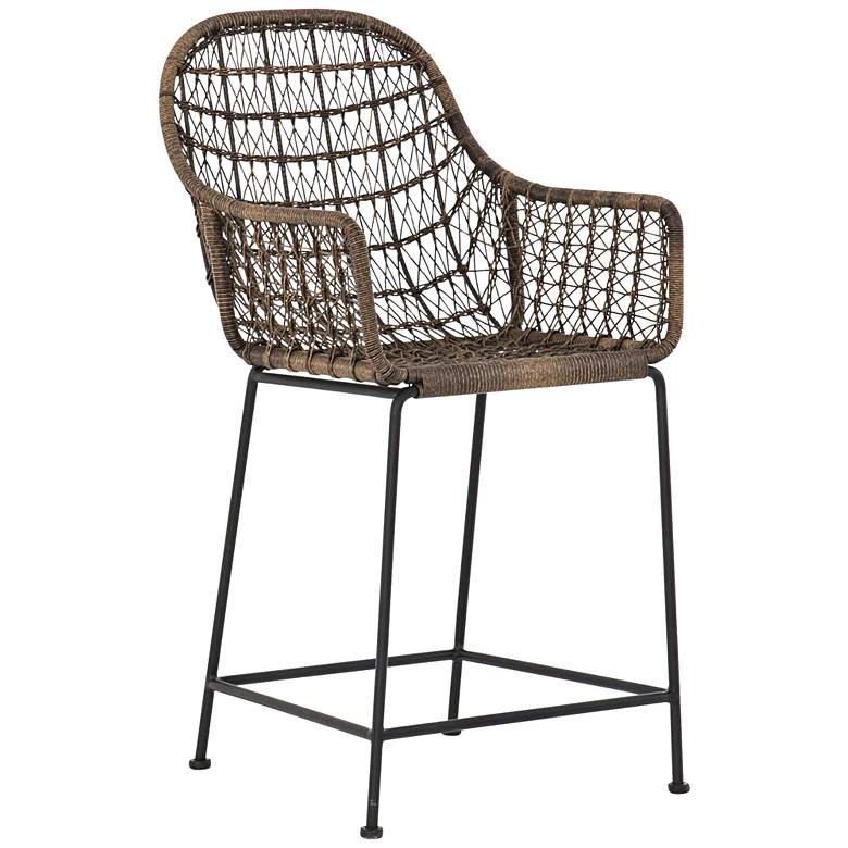 Bandera 24&quot; Distressed Gray Woven Outdoor Counter Stool