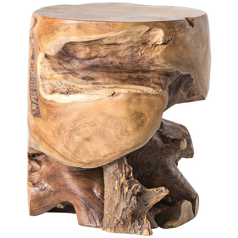 Fillmore Aged Natural Teak Wood Round Outdoor Accent Stool