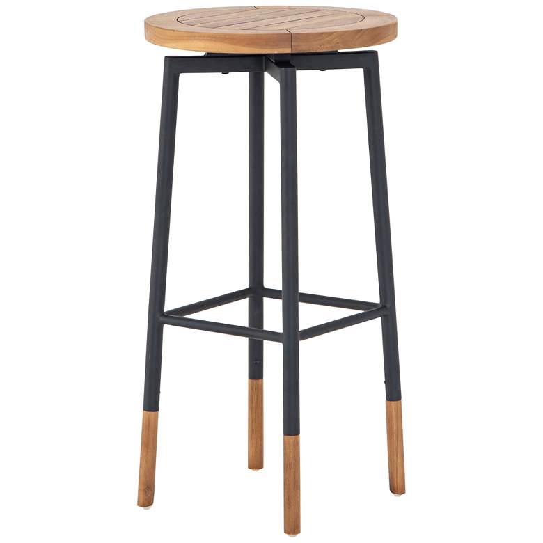 Carmen 30&quot; Charcoal and Natural Swivel Outdoor Bar Stool