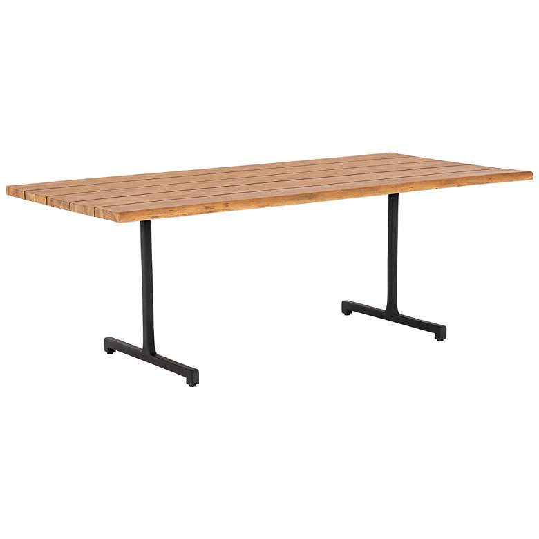 Oran 84&quot; Wide Natural Teak Wood Outdoor Dining Table