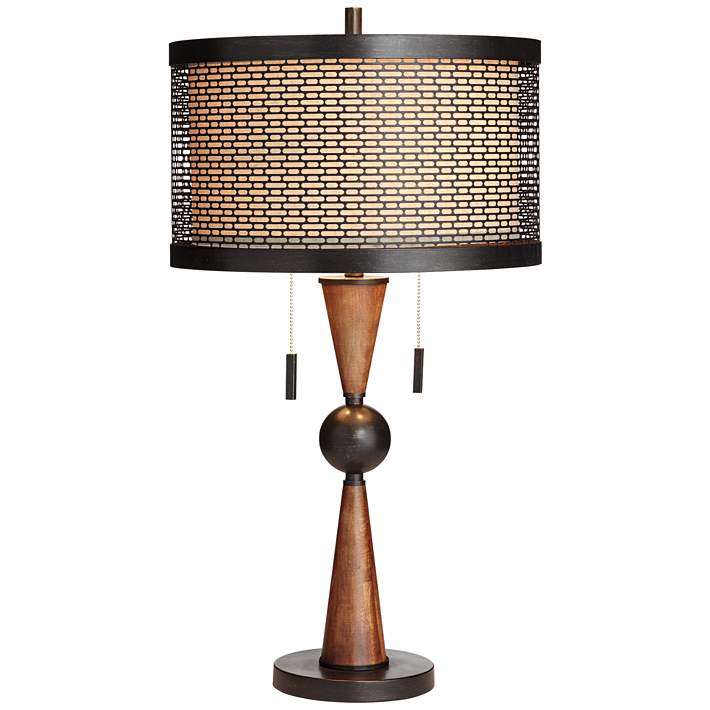 Hunter Bronze And Cherry Wood Table, Cherry Wood Floor Lamps
