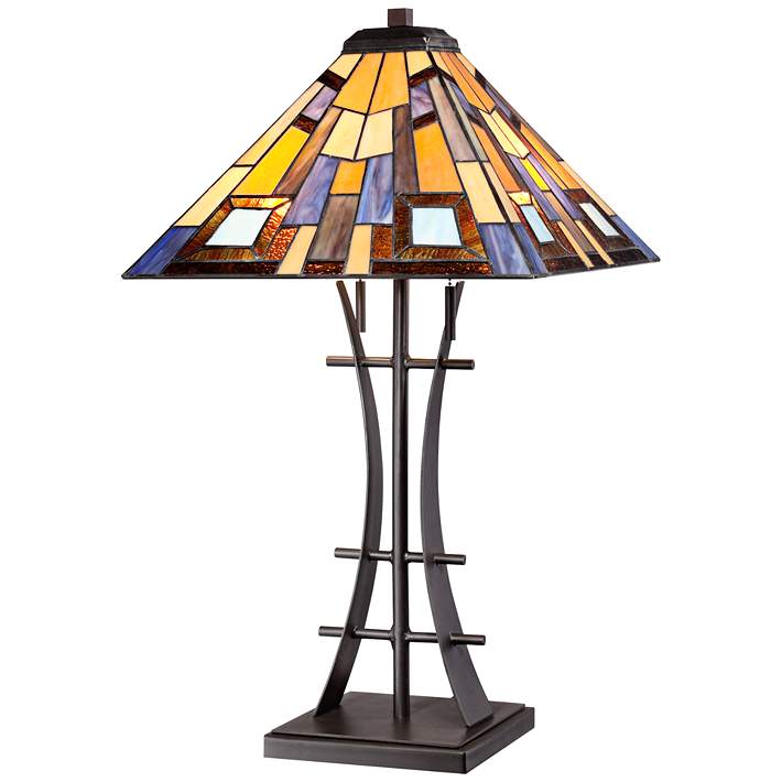 Jewel Tone Style Art Glass Lamp, Hanging Jewel Table Lamp
