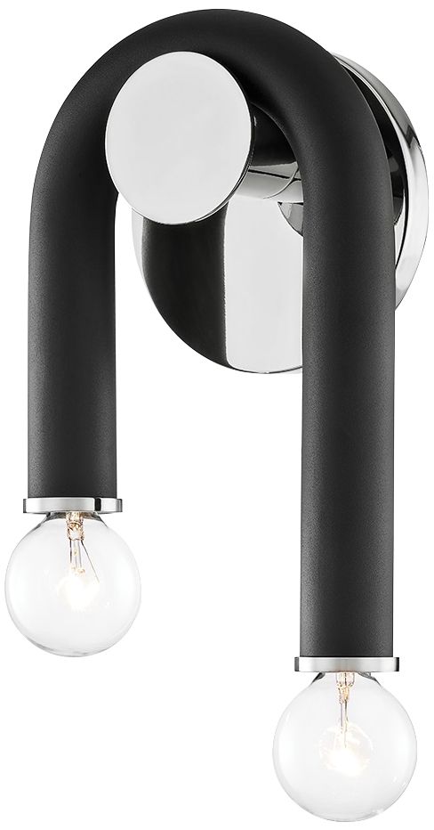 Mitzi Whit 11"H Polished Nickel w/ Black 2-Light Wall Sconce