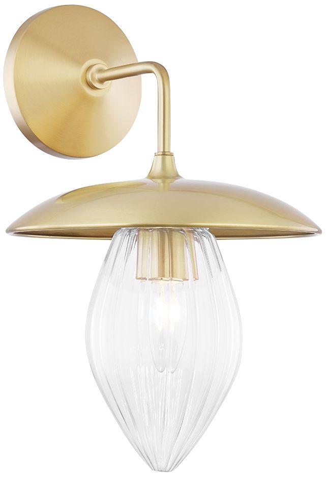 Mitzi Lana 13 1/2" High Aged Brass Clear Glass Wall Sconce