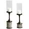 Deane Gunmetal and White Pillar Candle Holders Set of 2