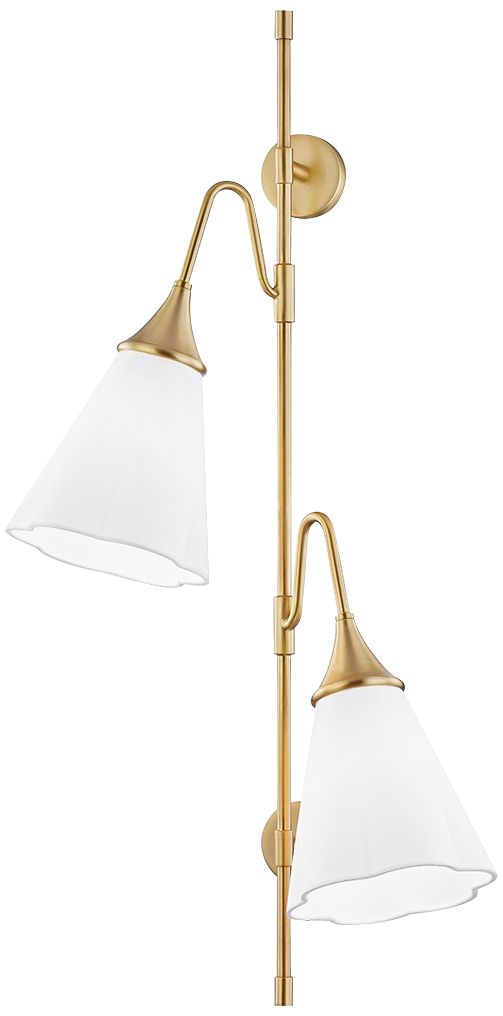 Mitzi Mara 33 1/4" High Aged Brass 2-Light Plug-In Wall Sconce