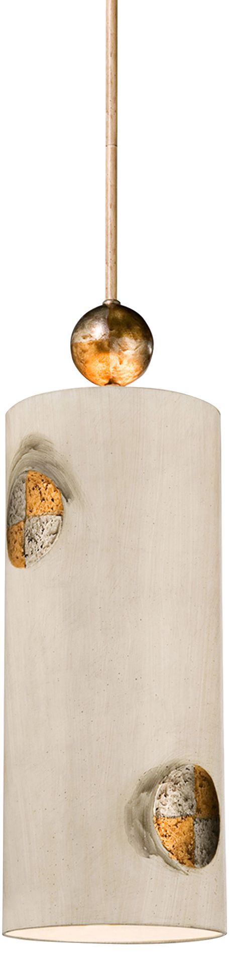 Compass 8" Wide Taupe and Gold Cylinder Modern Luxe Mini Pendant