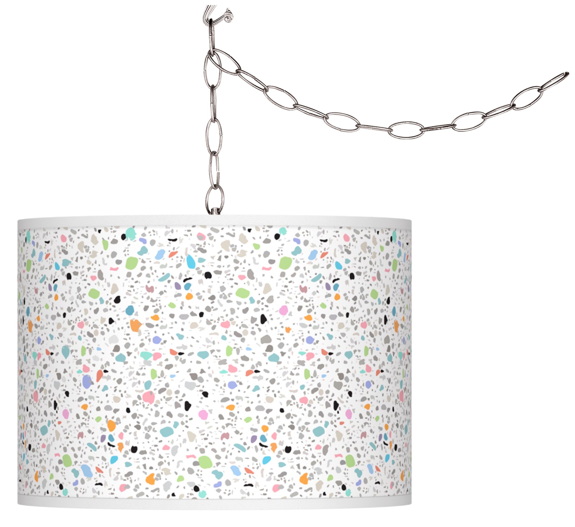 Colored Terrazzo Giclee Glow Plug-In Swag Pendant
