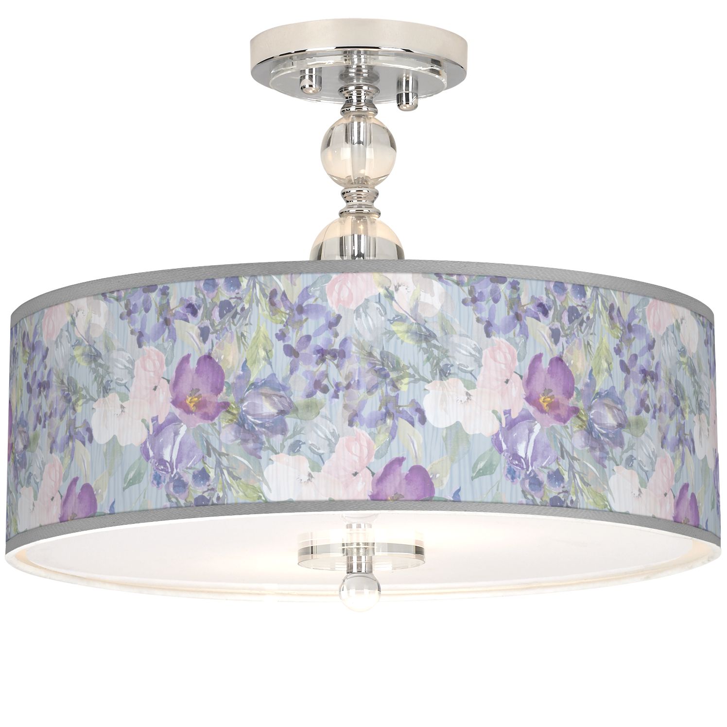 Spring Flowers Giclee 16" Wide Semi-Flush Ceiling Light