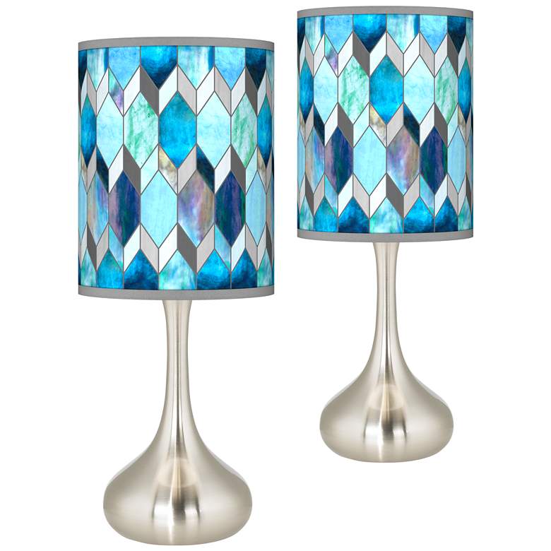 Image 1 Blue Tiffany-Style Giclee Droplet Table Lamps Set of 2