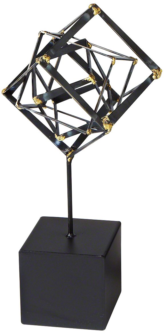 Tilted Cube 15" High Small Iron Sculpture