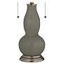 Gauntlet Gray Gourd-Shaped Table Lamp with Alabaster Shade