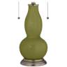 Rural Green Gourd-Shaped Table Lamp with Alabaster Shade