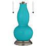 Surfer Blue Gourd-Shaped Table Lamp with Alabaster Shade