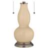 Colonial Tan Gourd-Shaped Table Lamp with Alabaster Shade