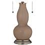 Mocha Gourd-Shaped Table Lamp with Alabaster Shade