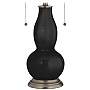 Tricorn Black Gourd-Shaped Table Lamp with Alabaster Shade