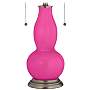 Fuchsia Gourd-Shaped Table Lamp with Alabaster Shade